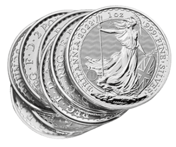 Silver Britannia coin stack